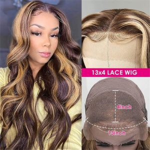 4/27 Honey Blonde Highlight Body Wave Ombre Hd Lace Front Human Hair Wigs Free Part 30 Inch - Image 4
