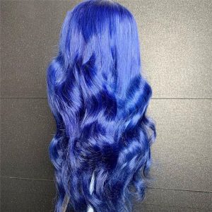 Transparent Dark Blue Body Wave Wigs For Women Pre Plucked Brazilian Lace Front Human Hair Wigs Ombre Colored Lace Part Wig - Image 4
