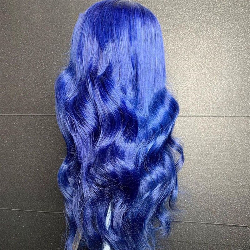 Transparent Dark Blue Body Wave Wigs For Women Pre Plucked Brazilian Lace Front Human Hair Wigs Ombre Colored Lace Part Wig - Image 4