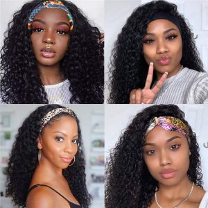 Headband Wigs Human Hair Deep Wave 16 Inch wigs Glueless Headband Wig Deep Wave None Lace Front Wigs Machine Made 150% Density Wigs Curly Hair - Image 8