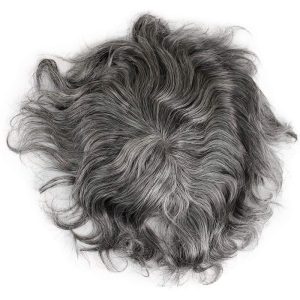 Pwigs Hairpiece Full French Lace Mens Toupee Bleached Knots Men Toupee Human Hair Wig Indian Remy Hair System Breathable 8x10 Toupee 18# Color - Image 21