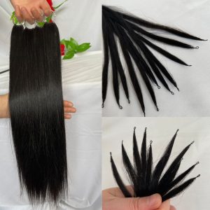 Pwigs 200pcs/Bundle Feather Line Hair Extensions 100%  Camodian Human Hair Extensions Long Straight  18-24inch Invisable Installation - Image 4