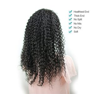 Kinky Curly Glueless Full Lace Wig 10A Unprocessed Brazilian Human Hair Afro Kinky Curly for African American Women Natural Color 18 inch - Image 3