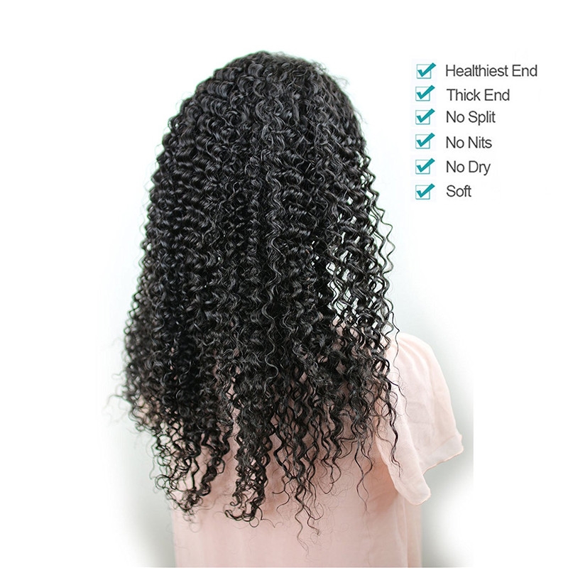 Kinky Curly Glueless Full Lace Wig 10A Unprocessed Brazilian Human Hair Afro Kinky Curly for African American Women Natural Color 18 inch - Image 3