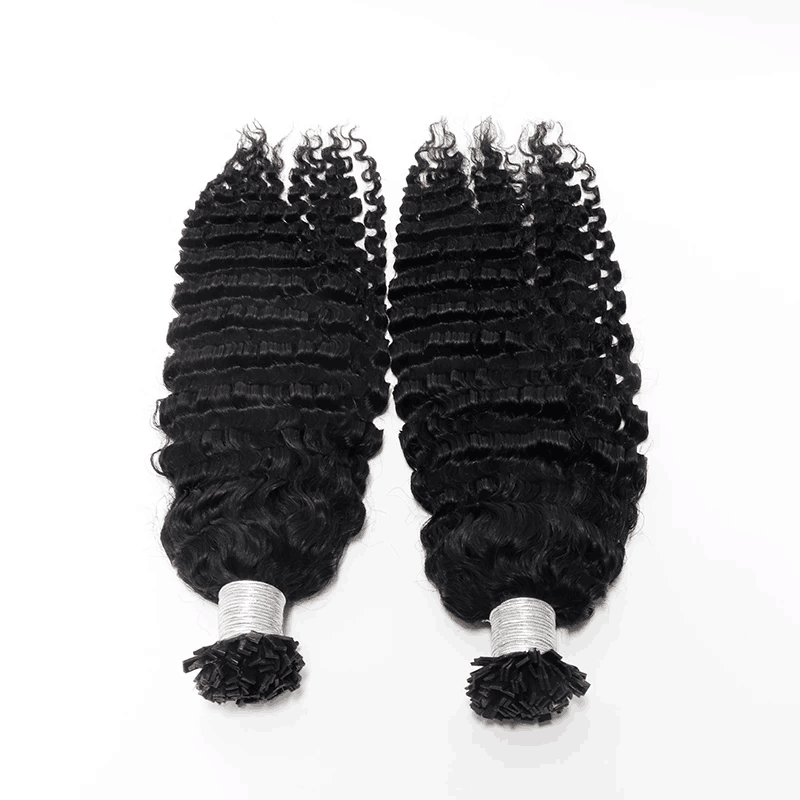 Afro Kinky Curly Flat K Tip Extensions Human Hair K Tip Hair Flat Tip Hair Extension Curly K Flat Tip Virgin Hair Keratin Flat Microlinks Hair Extensions for Black Women - Image 4