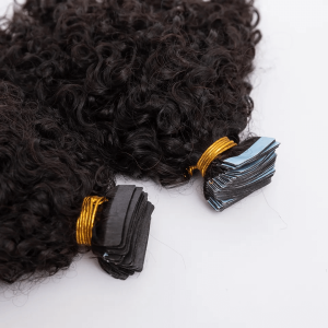 Burmese Curly Tape In Hair Extension Cuticle Aligned Raw Indian Human Hair Adhesive 100% Real Human Skin Weft Human Hair - Image 6