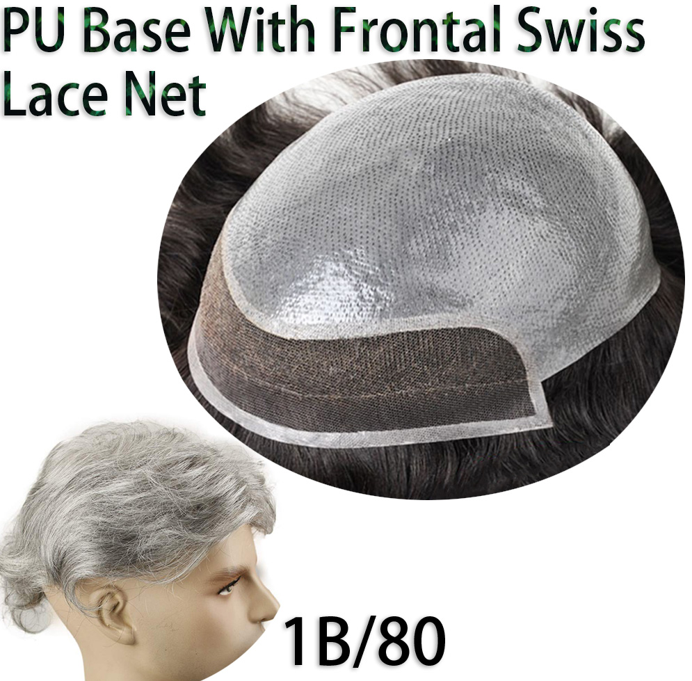 PU Skin Toupee for Men With Franch Lace Frontal 10x8inch Hair Replacement for Men's Hairpiece Human Hair Men Toupee - Image 8