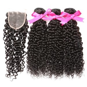 Brazilian Unprocessed Curly Virgin Weave Hair 3 Bundles with Closure Deep Curly Human Hair Extensions - Image 5