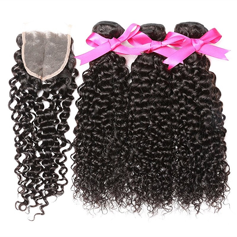 Brazilian Unprocessed Curly Virgin Weave Hair 3 Bundles with Closure Deep Curly Human Hair Extensions - Image 5