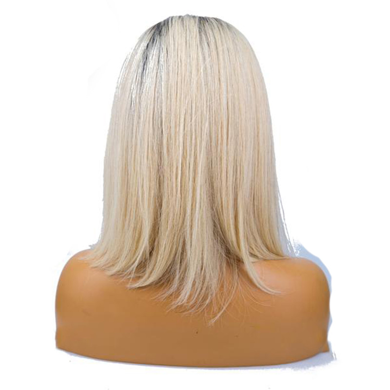 Lace Front Bob Wig With Blonde Dark Root Color - Image 6