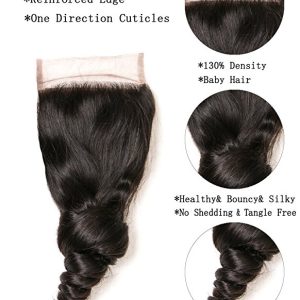 Loose Wave Bundles With Closure Frontal 4x4 Weave Wet and Wavy Brazilian Raw Virgin Human Hair Extension - Image 5