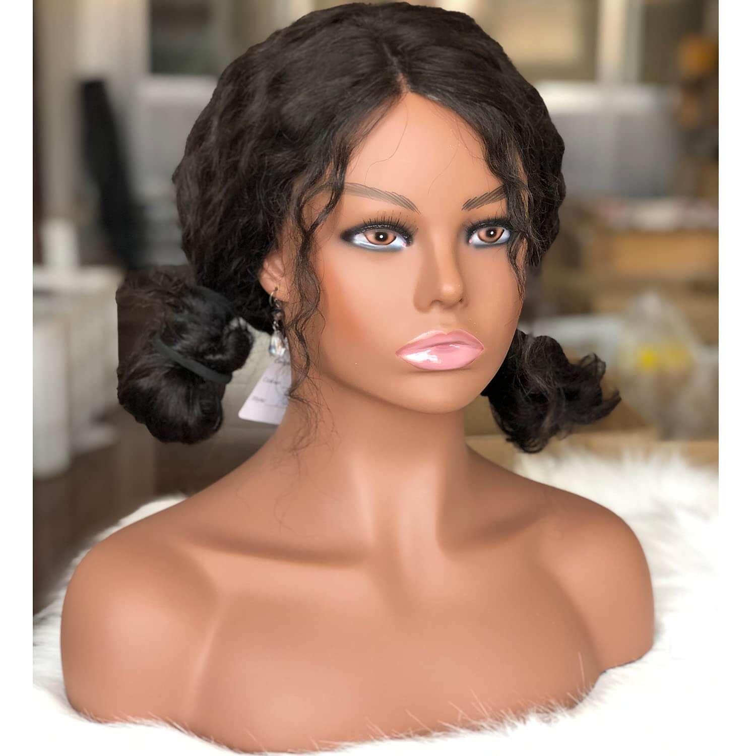 Realistic Female Mannequin Head with Shoulder Manikin PVC Head Bust Wig Head Stand with Makeup for Wigs Display Making,Styling,Sunglasses,Necklace Ear - Image 16