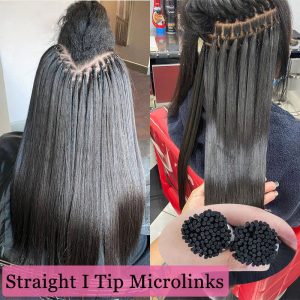 Straight I Tip Microlinks Hair Extension Human Hair Brazilian Virgin Hair Bulk I Tip Hair Extensions For Black Women Pwigs - Image 7