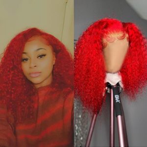Alternative view of Curly Orange Colored Human Hair Wigs For Women Brazilian Remy Hair Wigs Pre Plucked Ombre Lace Front Wig Transparent Wigs