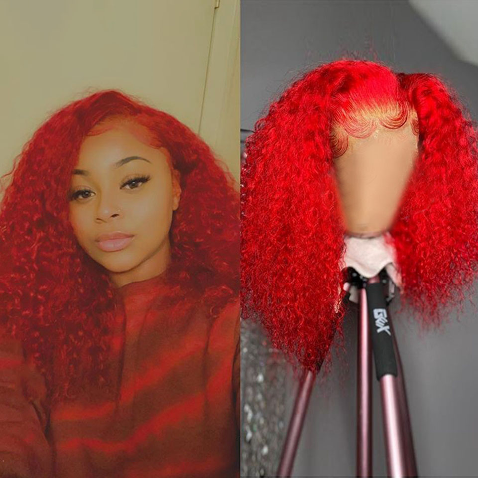 Curly Orange Colored Human Hair Wigs For Women Brazilian Remy Hair Wigs Pre Plucked Ombre Lace Front Wig Transparent Wigs - Image 2