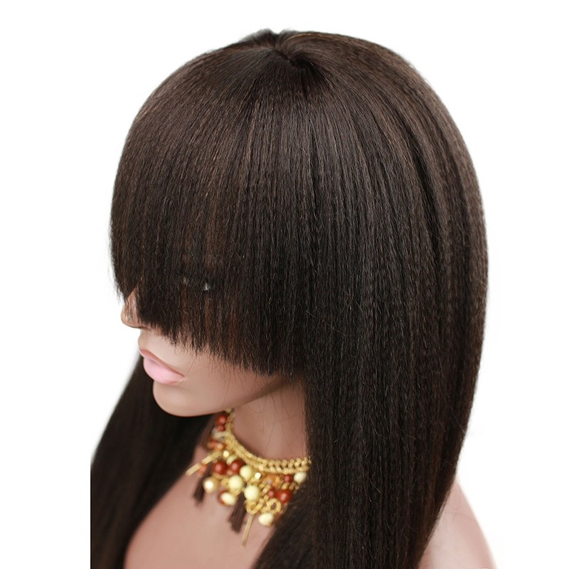 Pre Plucked Human Hair Lace Wigs With Bangs Italian Yaki Human Hair Wigs for Black Women with Baby Hair - Image 6