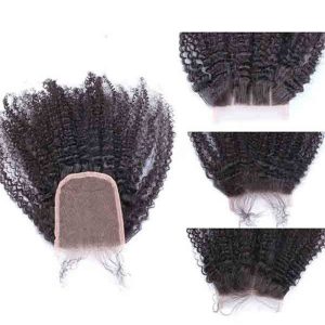HD Lace Closure Brazalian Remy Hair Afro Kinky Curly Free Part Lace Closure 4x4 inchc Natural Color - Image 3