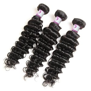 Alternative view of Brazilian Deep Wave Hair Bundles with Frontal Closure 13x4 Ear to Ear Pre Plucked Free Middle Three Part Sew in Human Wigs Lace Frontal