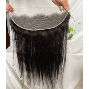 Alternative view of 13x4 HD Transparent Lace Frontal Brazilian Remy Hair Straight Nature Color with Bleached Knots