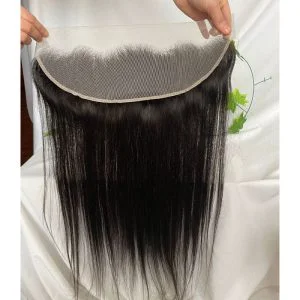 Alternative view of 13x4 HD Transparent Lace Frontal Brazilian Remy Hair Straight Nature Color with Bleached Knots