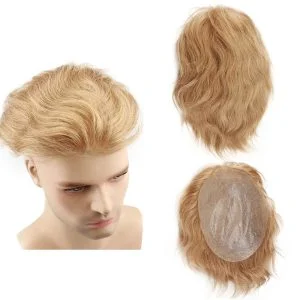 Alternative view of European Virgin human Hairpiece for Men’s Toupee Ultra Transparent Thin Skin PU Replacement Hair Pieces 10”x8” Base Size #21 Color