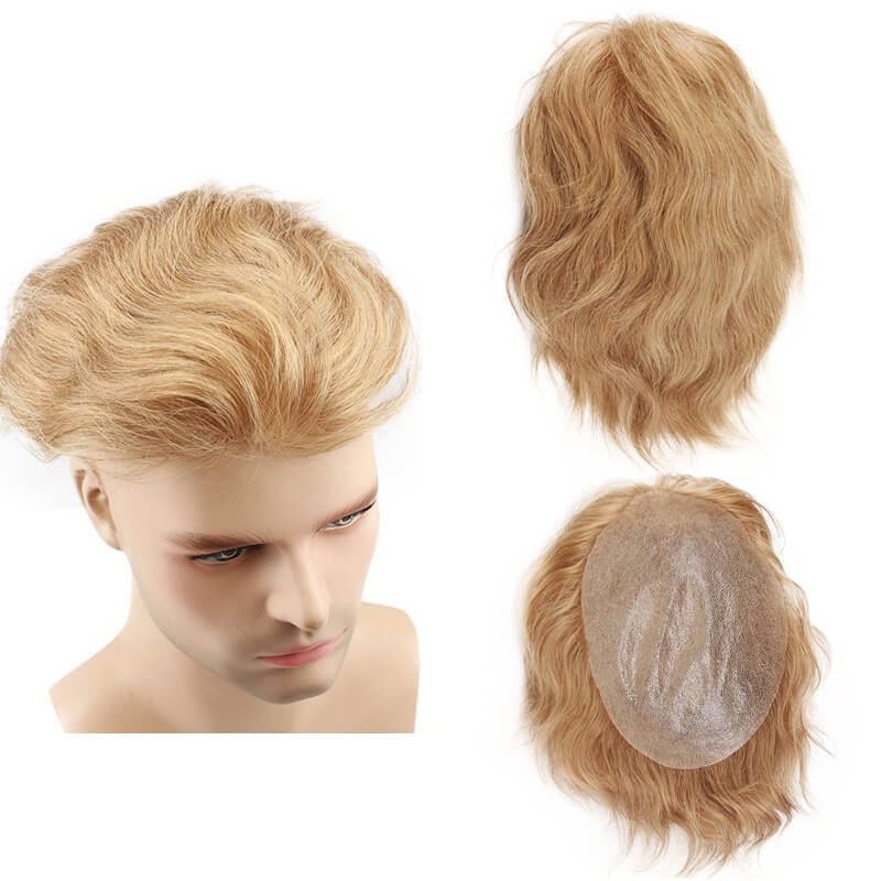 European Virgin human Hairpiece for Men’s Toupee Ultra Transparent Thin Skin PU Replacement Hair Pieces 10”x8” Base Size #21 Color - Image 2