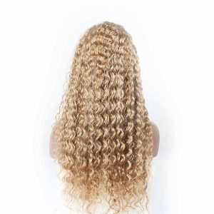 Lace Front Wig Honey Blonde #27 Deep Wave Brazilian 130% Density Wig With Baby Hair Bleached Knots - Image 3