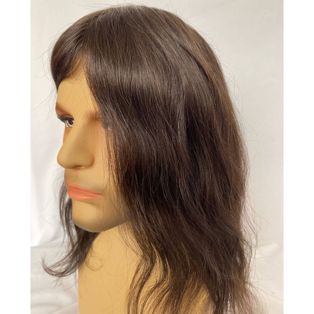 Silky Straight Wave 12 Inch Long Human Hair Toupee for Men 8x10 Hairpieces Human Hair Mens Toupee Mono Net with PU around Ombre Ash Blonde Color - Image 7