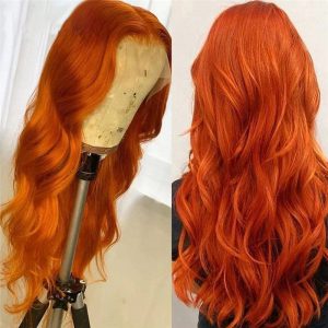 Ginger Orange Color Lace Front Wigs Brazilian Wavy Human Hair Wigs Glueless 150% Density Remy Lace Frontal Wigs Pre Plucked - Image 3