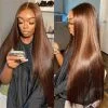 #4 Chocolate Brown 13X4 Transparent Hd Lace Front Wigs Human Hair Wigs For Women Pre Plucked