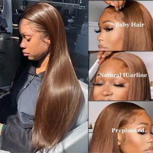 Alternative view of #4 Chocolate Brown 13X4 Transparent Hd Lace Front Wigs Human Hair Wigs For Women Pre Plucked
