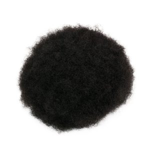 Afro Curl Human Hair Toupee For Mens Color Black Men's Toupee with Transparent Thin skin PU - Image 5