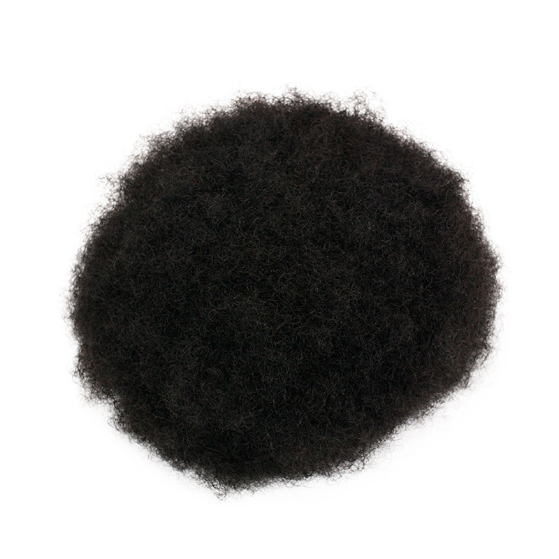 Afro Curl Human Hair Toupee For Mens Color Black Men's Toupee with Transparent Thin skin PU - Image 5