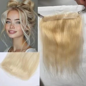 V Loop Front Hairline Full PU Long Hairline Toupee 100% Human Hair Hair Piece 100% Human Hairpiece for Men and Women Male Replacement  613 Blonde Hair Patch