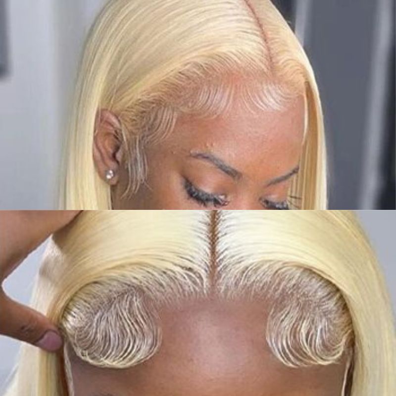 Pwigs Lace Front HD Swiss Lace #613 Blonde Baby Hair Blonde Hairline HD Swiss Lace Hairline