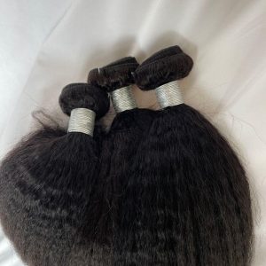 Pwigs High-quality Kinky Straight  Brazilian Human Hair Bundles Remy Kinky Straight  Hair Weft #1b Natural Black Hair Extensions (1 PC) - Image 3