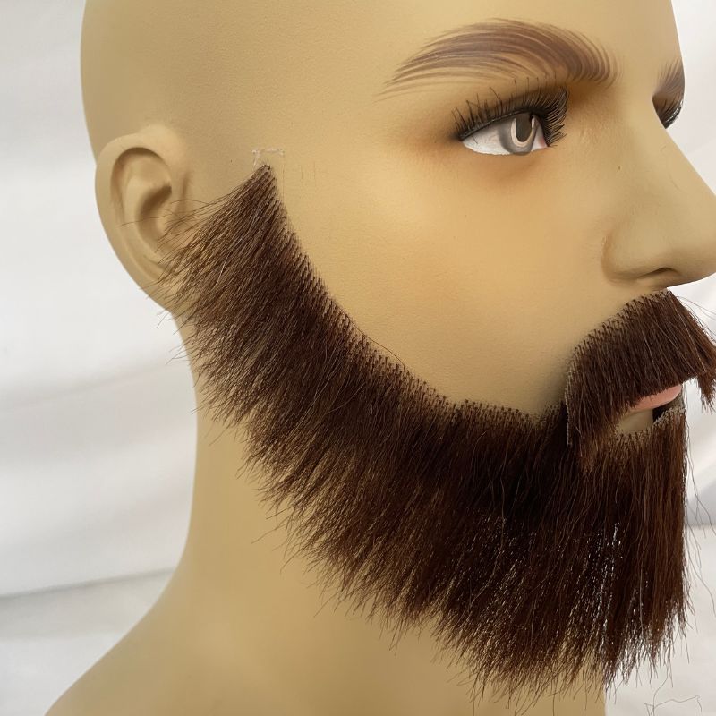 Big Fake Beard Swiss Lace Fake Beard And Moustache Real Human Hair Handmade Light Beard For Men Invisible Beards For Man - Image 3
