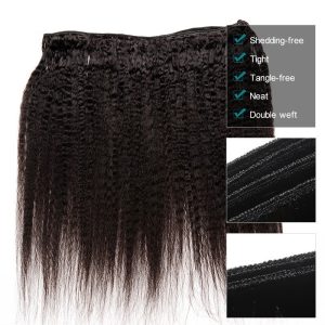 Kinky Straight Brazilian Remy Hair Honey Products Human Hair Weave Bundles Natural Color Coarse Yaki Hair Weaving (1 PC) - Image 5