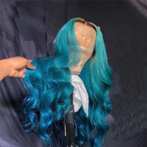 Body Wave Blue Wig Ombre Lace Frontal Wig Glueless Remy Brazilian Hair Wigs For Black Women Blue Colored Lace Front Wig 150% - Image 5
