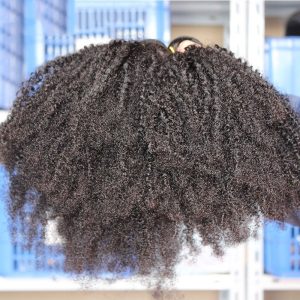 8A Grade 3pcs Lot Mongolian Afro Kinky Curly Human Hair Weaves Natural Black Afro Hair Bundles fast shipping - Image 3