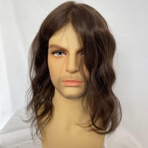 12inch Full Skin Pu Base Long Human Hair Men Toupee Natural Hairline Men Toupee Silky Straight Wave 8x10 #2 Dark Brown Color Men Wigs - Image 10