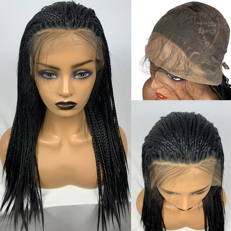 Box Braided Wigs For Black Women Braiding Hair 13X6 Micro Braids Wig Lace Front Wig Braided Wig Fake Scalp Synthetic Heat Resistant Fiber Micro Croche - Image 4