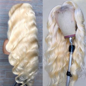 #613 Body Wave Lace Front Wigs Human Hair With Baby Hair Brazilian Virgin Hair Blonde Transparent Lace Front Human Hair Wigs - Image 4