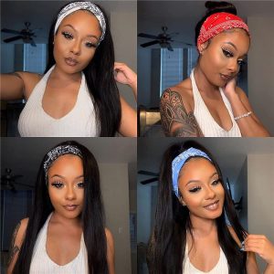 Headband Wig Straight Human Hair None Lace Front Wigs for Black Women Machine Made Wigs Natural Color High Temperature Hair - Image 2