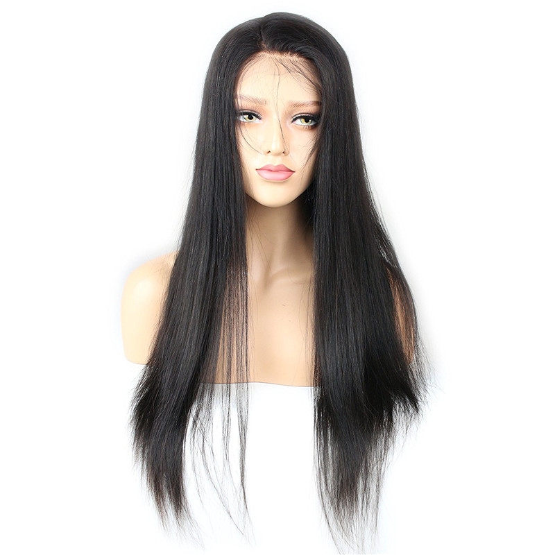 Full Lace Wigs Brazilian Human Hair Glueless Full Lace Wigs Silk Straight Lace Front Wigs Natural Color (26 inch, Lace Front Wigs) - Image 2