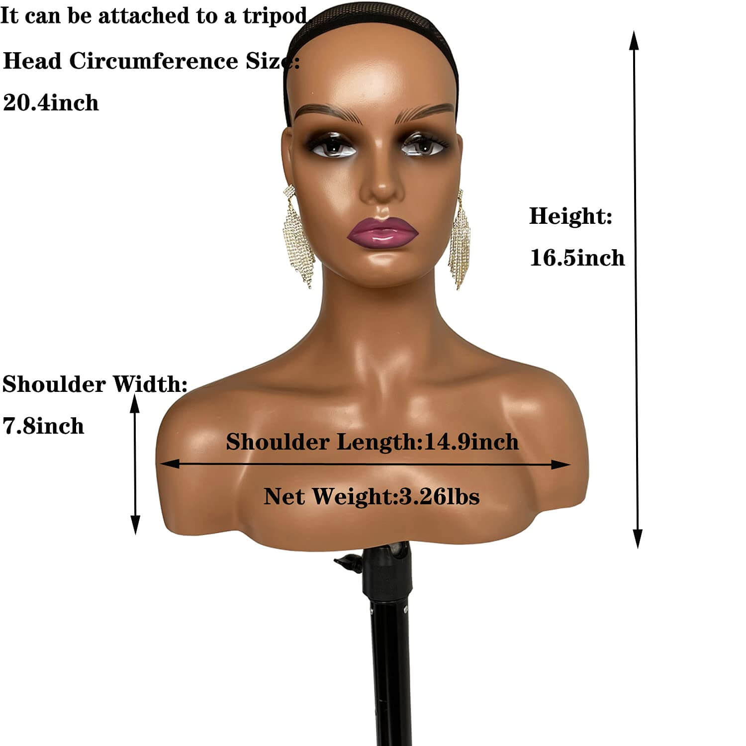 PWig Mannequin Heads 3Colors Bust Female Realistic Manikin Head with Face and Shoulders for Wigs Beauty Accessories Displaying - Image 11