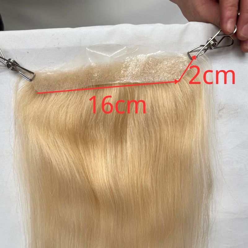 V Loop Front Hairline Full PU Long Hairline Toupee 100% Human Hair Hair Piece 100% Human Hairpiece for Men and Women Male Replacement 613 Blonde Hair Patch - Image 3