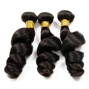 8A Remy Hair Bouncy Curl Unprocessed Hair 3 Bundles Loose Wave Peruvian Remy Hair Weave 3 Pc Lot - Image 3