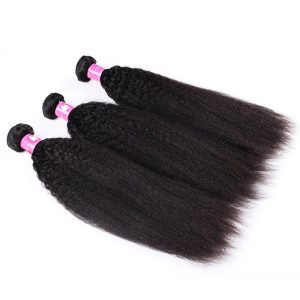 Malaysian Hair With Free Part Kinky Straight Lace Closure With Bundles Unprocessed Soft Human Hair Weave Extension - Image 4
