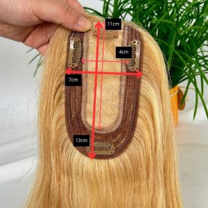 Ombre Light Brown Mixed 613 Blonde Blonde 7x13cm Silk Base Human Hair Topper With Clips In Silk Top 100% European Human Hair Toupee for Women Hairpiece - Image 7